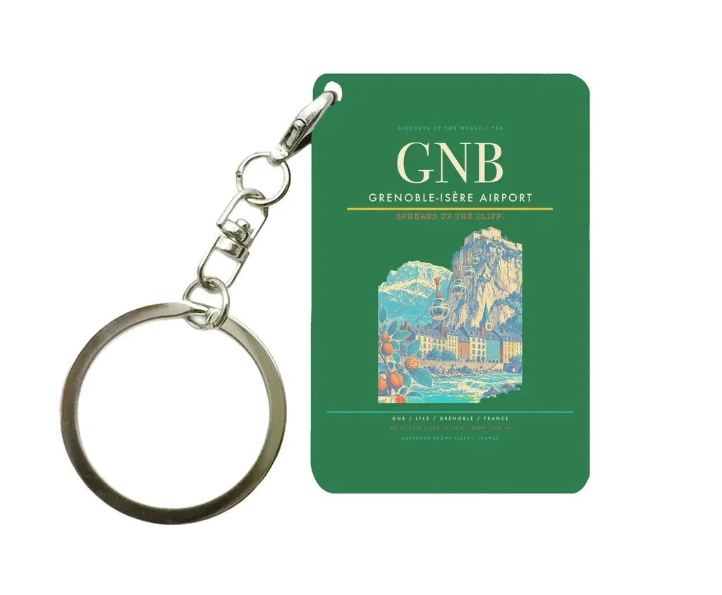 Grenoble-Isère Airport (GNB) design on green key chain