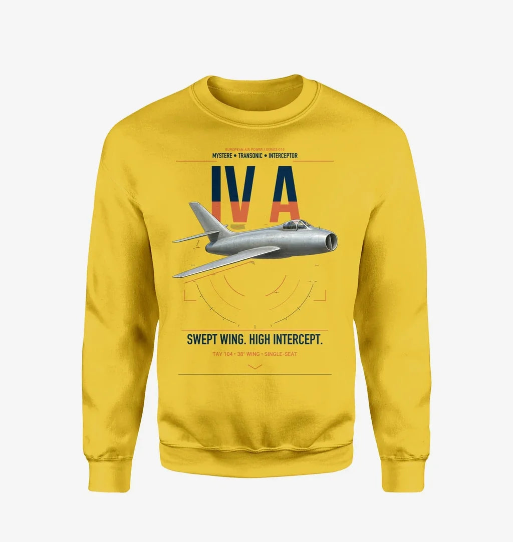 Dassault Mystère IV A design on yellow sweatshirt