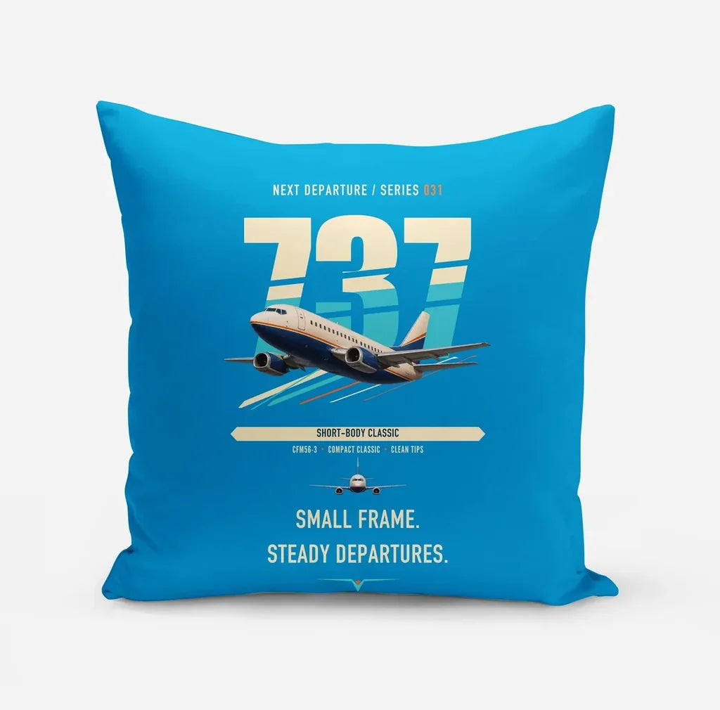 Boeing 737-500 Classic design on turquoise pillow