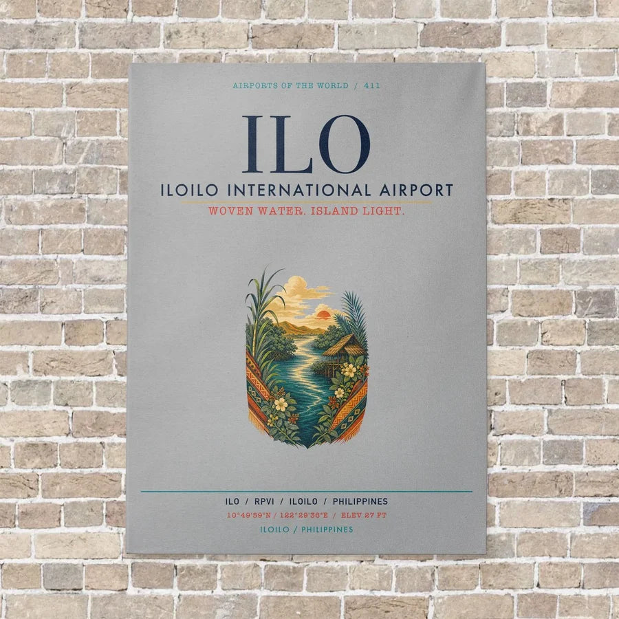 Iloilo International Airport ILO vertical canvas print - no frame - light gray background