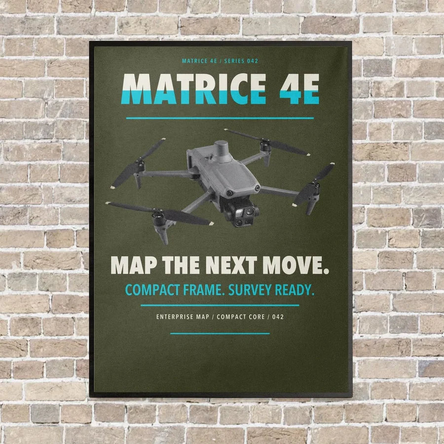 DJI Matrice 4E vertical canvas print - framed - green army background