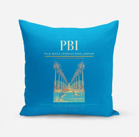 Thumbnail for Palm Beach International Airport (PBI) design on turquoise pillow