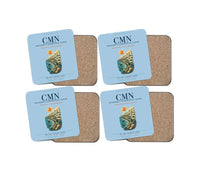 Thumbnail for Casablanca Mohammed V International Airport (CMN) design on light blue 4 pieces set coaster