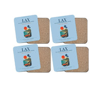 Thumbnail for Los Angeles International Airport (LAX) design on light blue 4 pieces set coaster