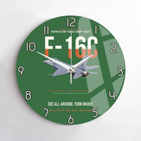 Thumbnail for F-16C Fighting Falcon See All Around Turn Inside design on green no frame wall clock