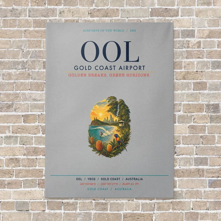Gold Coast Airport OOL vertical canvas print - no frame - light gray background