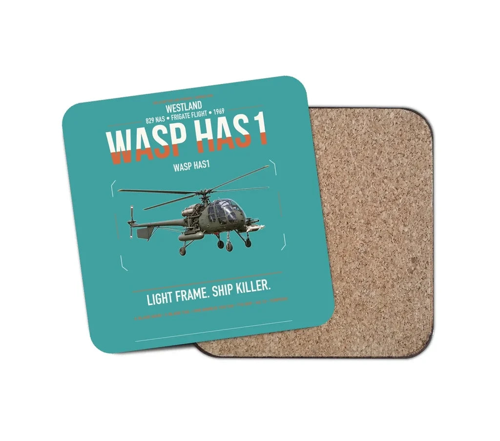 Westland Wasp HAS1 design on turquoise 1 piece coaster