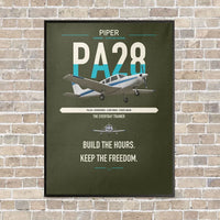 Thumbnail for Piper PA-28 Cherokee vertical canvas print - framed - green army background