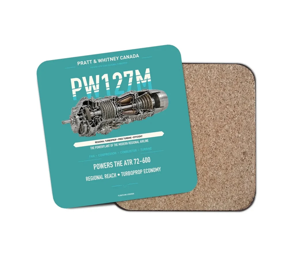 PW127M design on turquoise 1 piece coaster