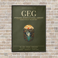Thumbnail for Spokane International Airport GEG vertical canvas print - framed - green army background