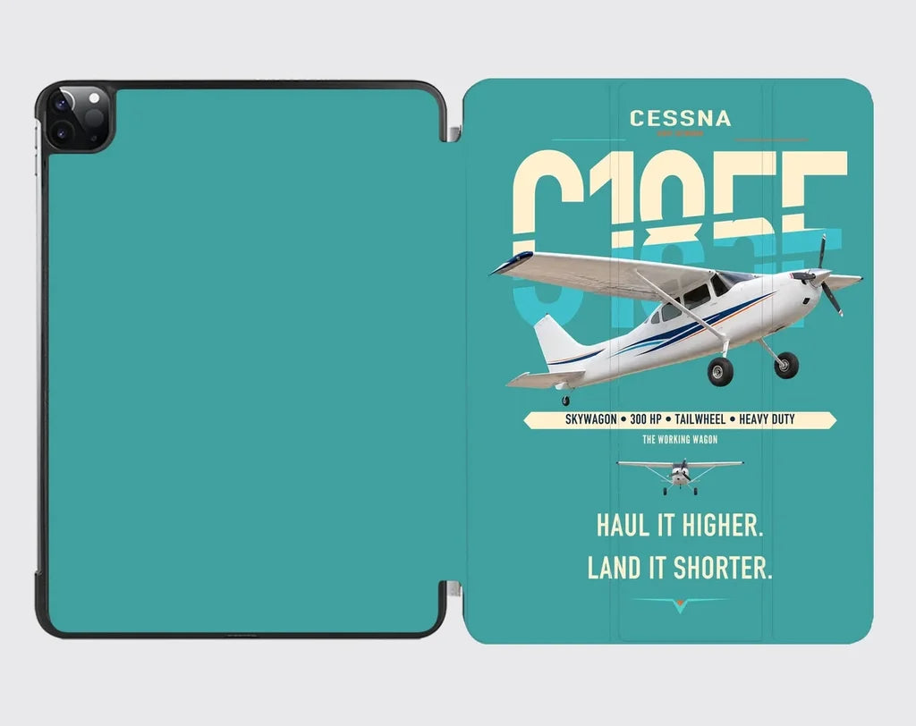 Cessna A185F Skywagon design on turquoise ipad tablet case