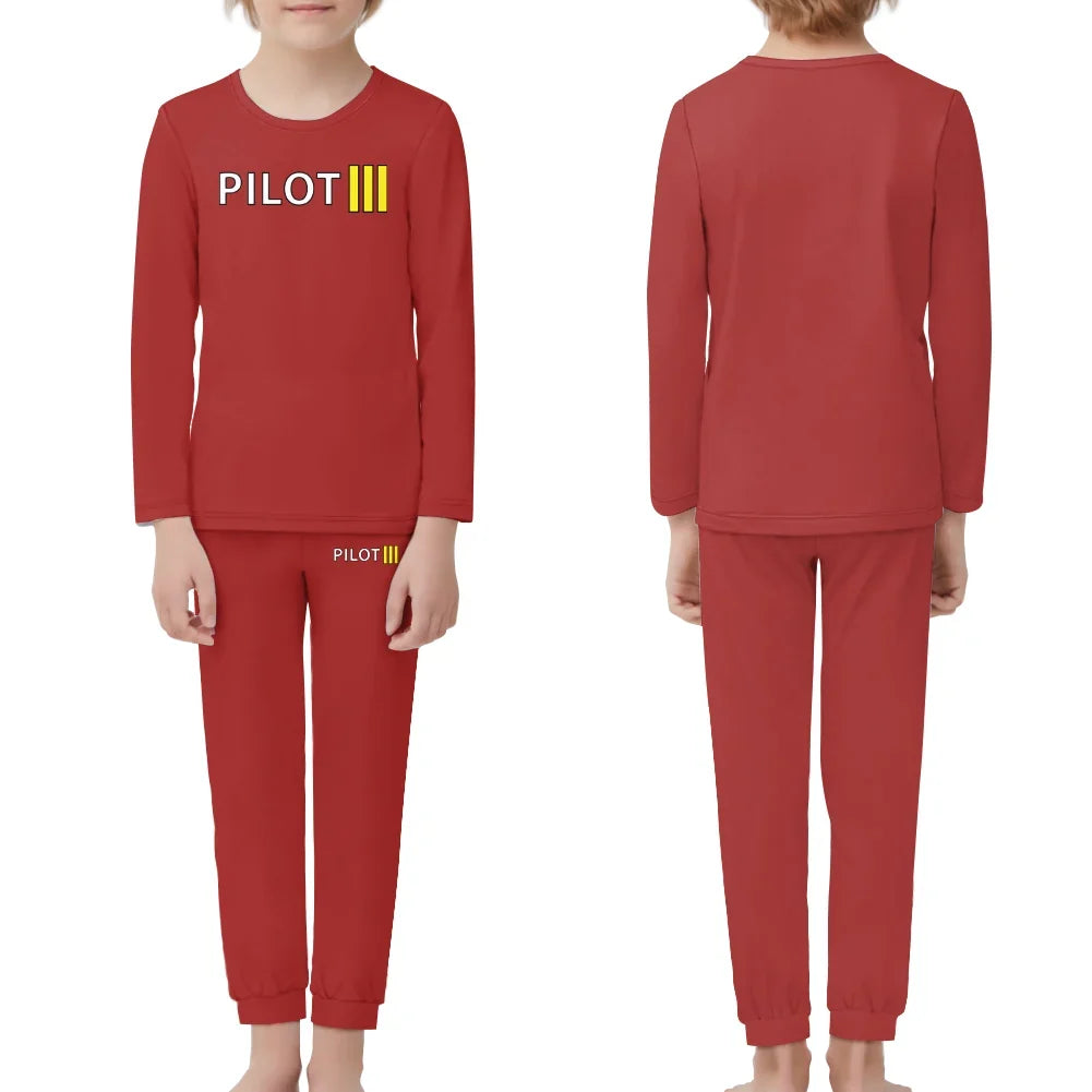 Pilot & Stripes (3 Lines) children pajamas - Red