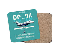Thumbnail for Pilatus PC-24 design on turquoise 1 piece coaster