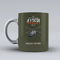Thumbnail for Bell 412EPI design on green army ceramic mug, double-side print