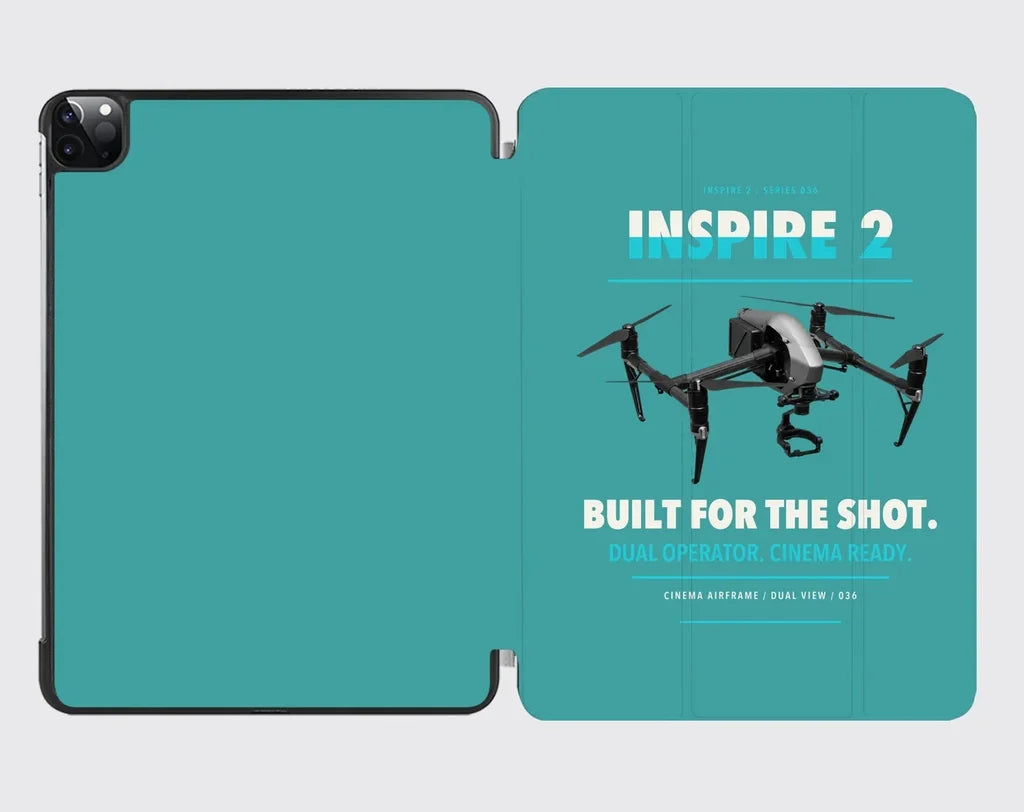 DJI Inspire 2 design on turquoise ipad tablet case