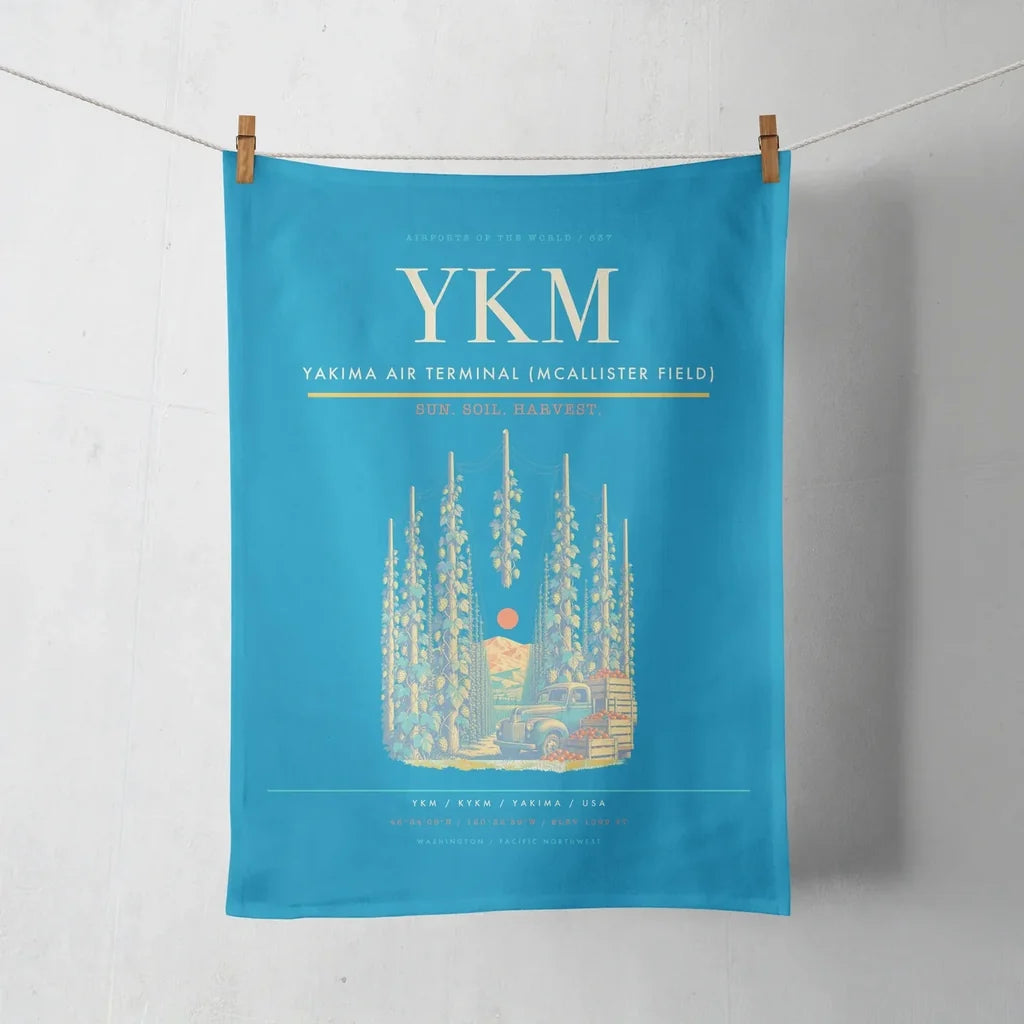 Yakima Air Terminal (McAllister Field) (YKM) design on turquoise towel
