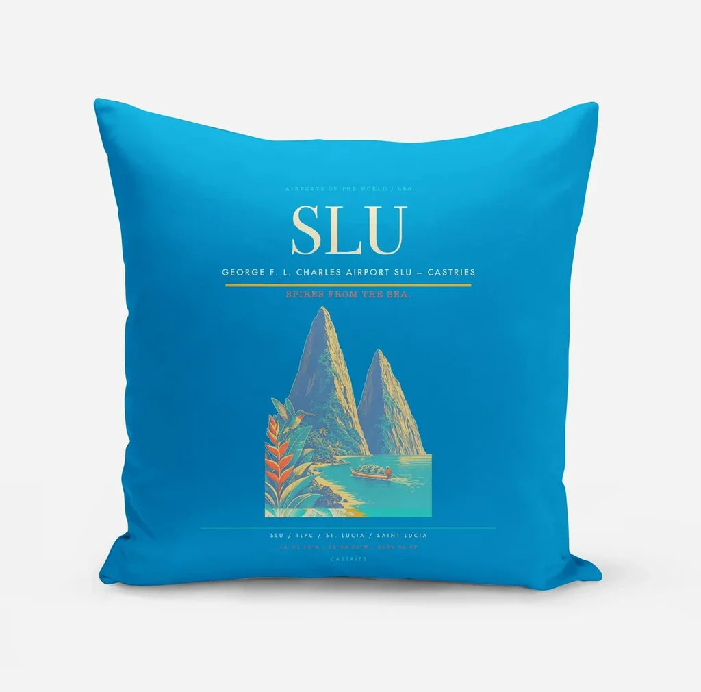 George F. L. Charles Airport (SLU) design on turquoise pillow