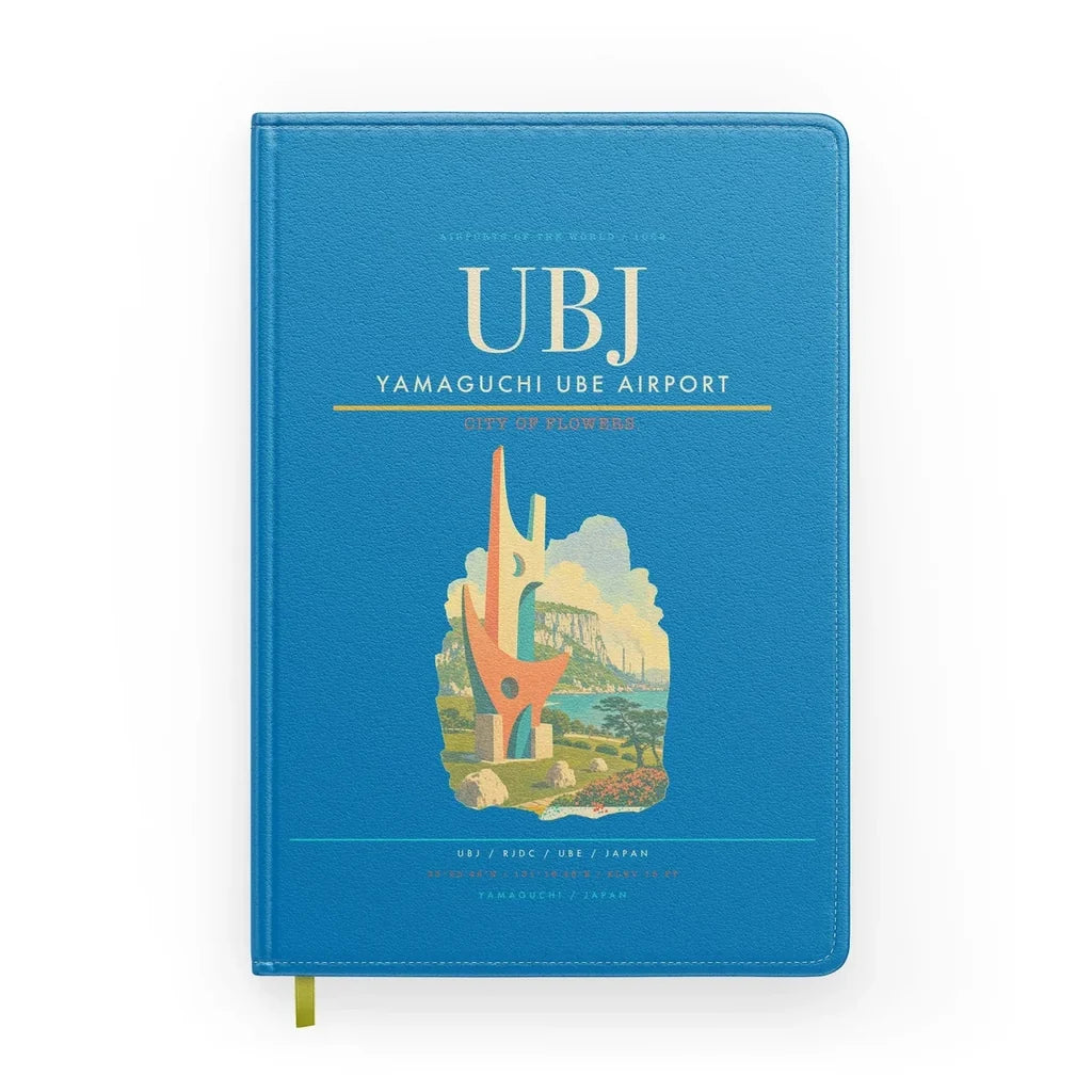 Yamaguchi Ube Airport (UBJ) design on turquoise notebook