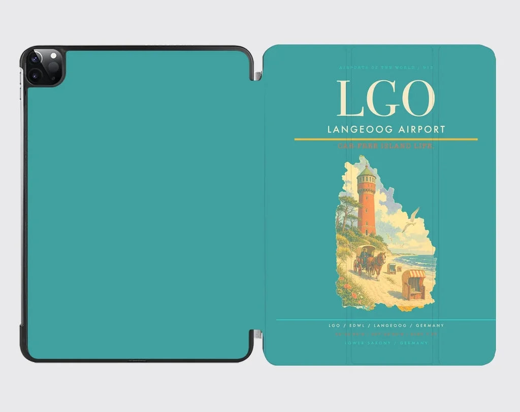 Langeoog Airport (LGO) design on turquoise ipad tablet case