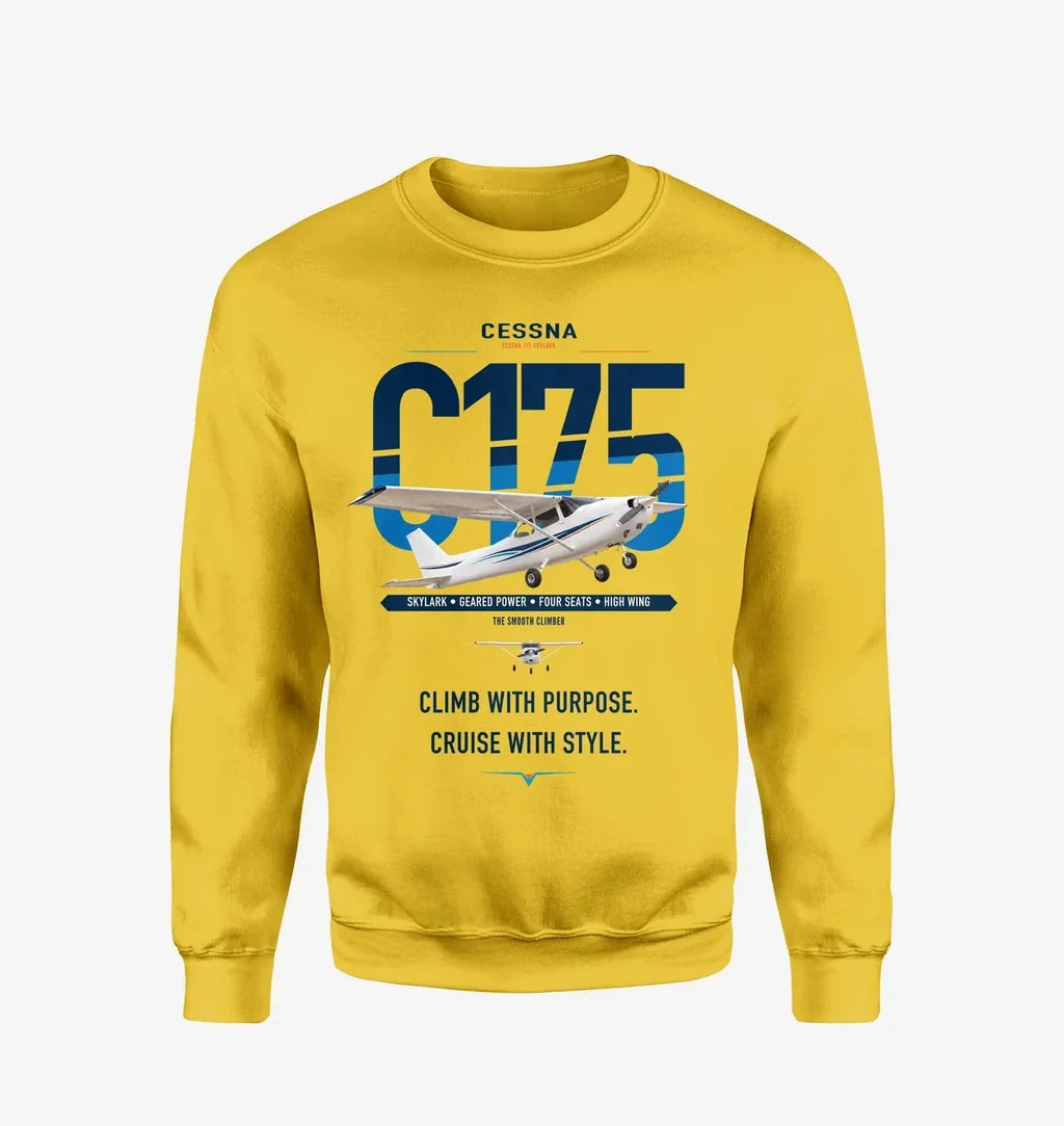 Cessna 175 Skylark design on yellow sweatshirt