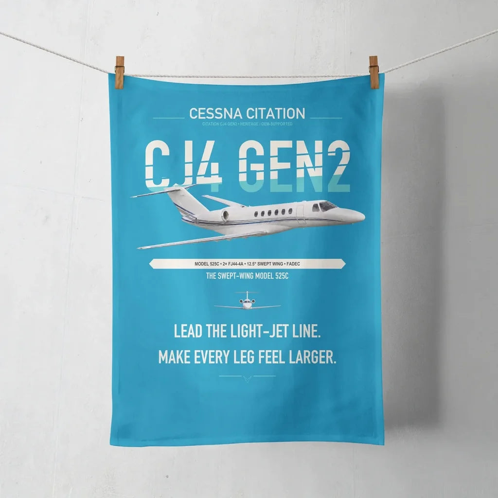 Cessna Citation CJ4 Gen2 design on turquoise towel