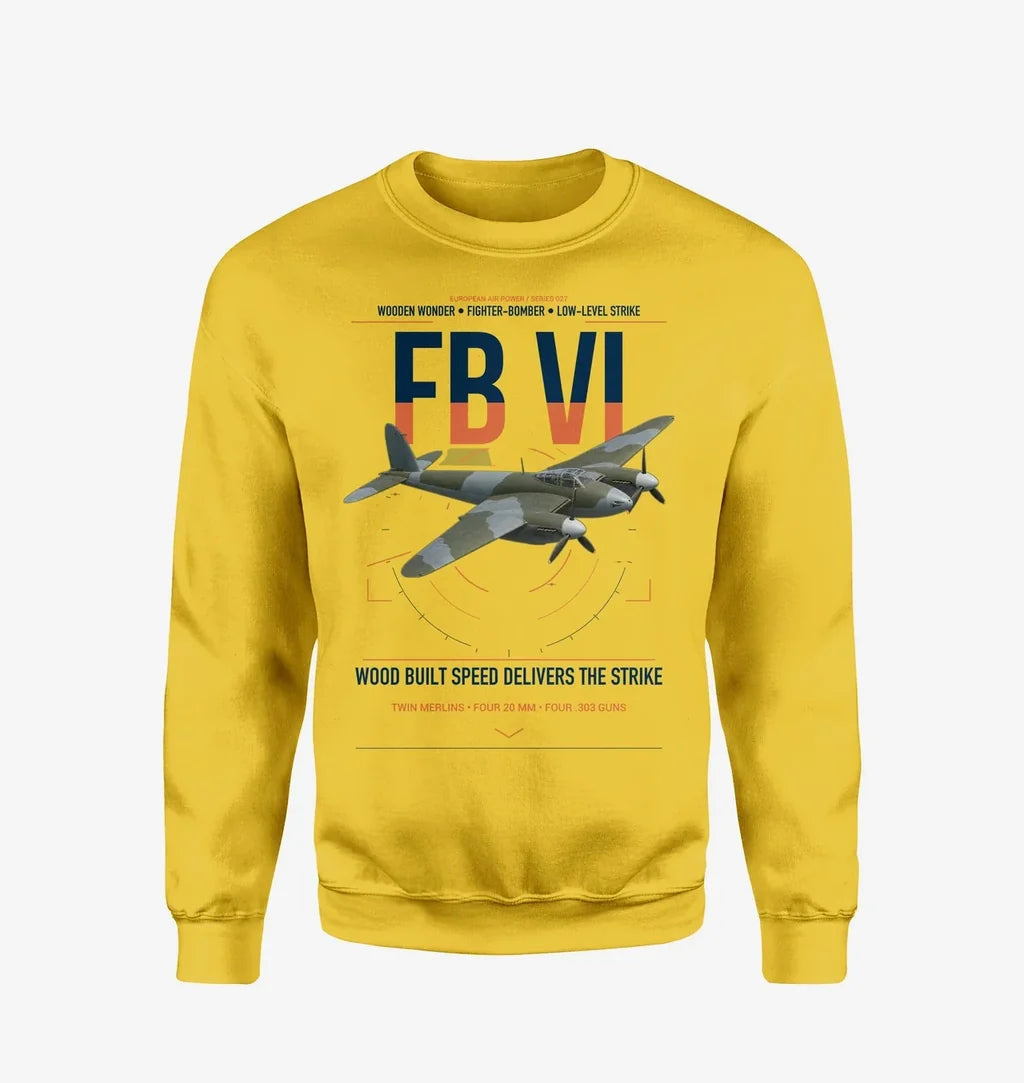 de Havilland Mosquito FB VI design on yellow sweatshirt