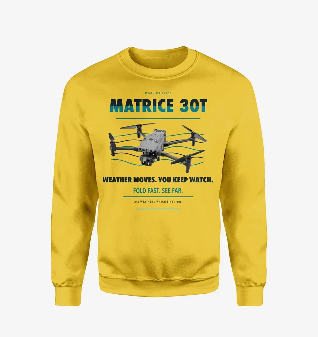 DJI Matrice 30T design on yellow sweatshirt