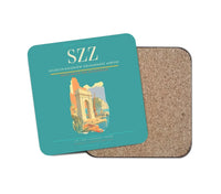 Thumbnail for Szczecin-Goleniów Solidarność Airport (SZZ) design on turquoise 1 piece coaster