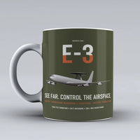 Thumbnail for E-3 Sentry AWACS design on green army ceramic mug, double-side print