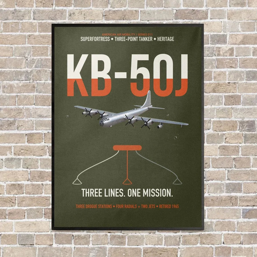 KB-50J Superfortress vertical canvas print - framed - green army background