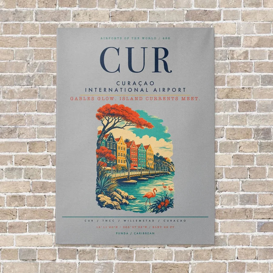 Curaçao International Airport CUR vertical canvas print - no frame - light gray background