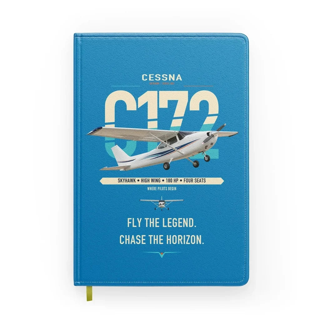 Cessna 172 Skyhawk design on turquoise notebook
