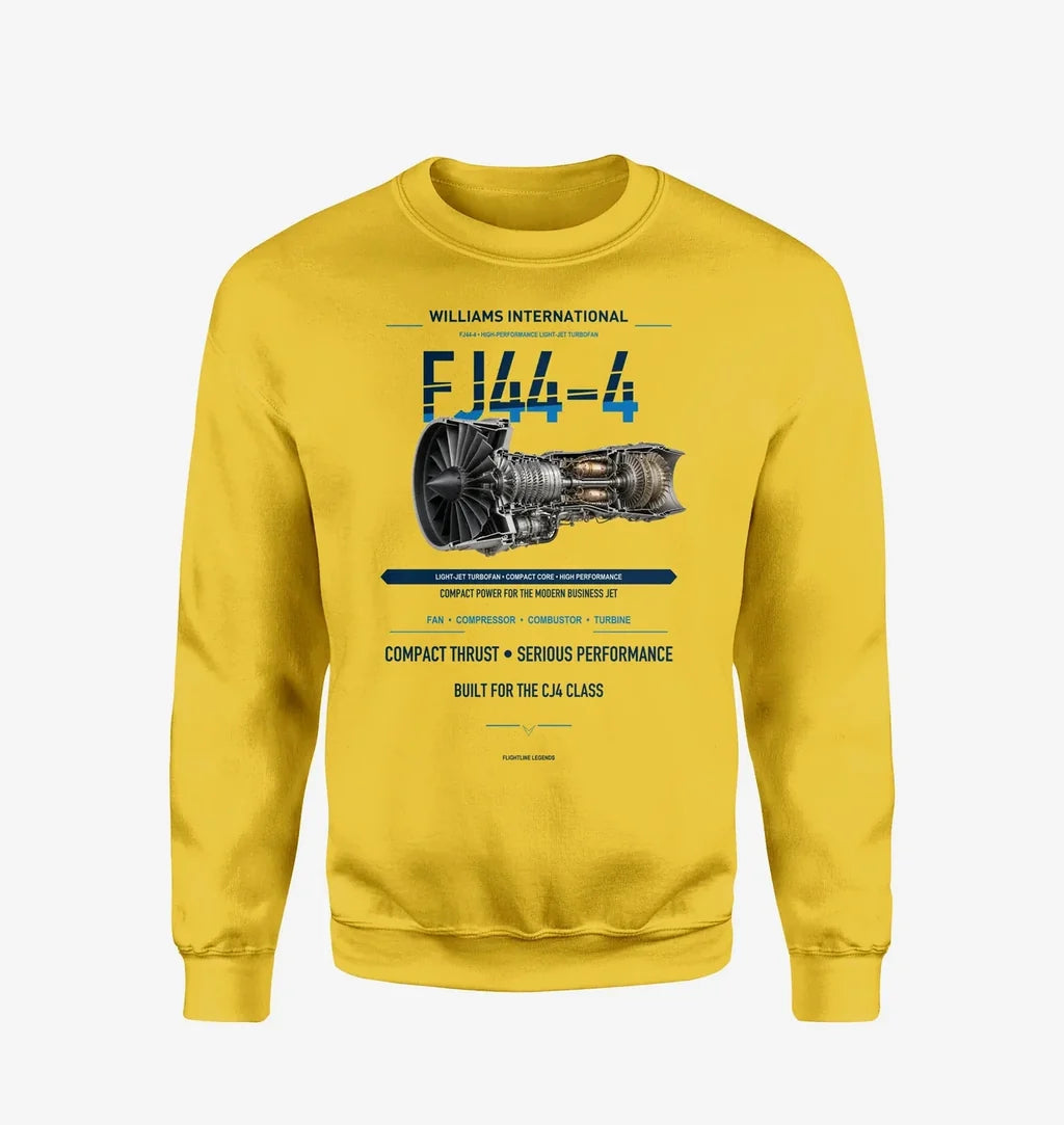 FJ44-4 design on yellow sweatshirt