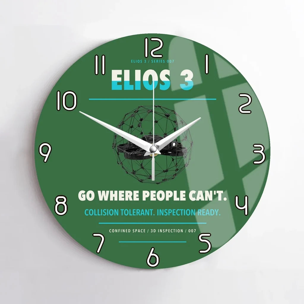Flyability Elios 3 design on green no frame wall clock