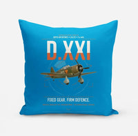 Thumbnail for Fokker D.XXI — Dutch LVA aircraft 221 design on turquoise pillow