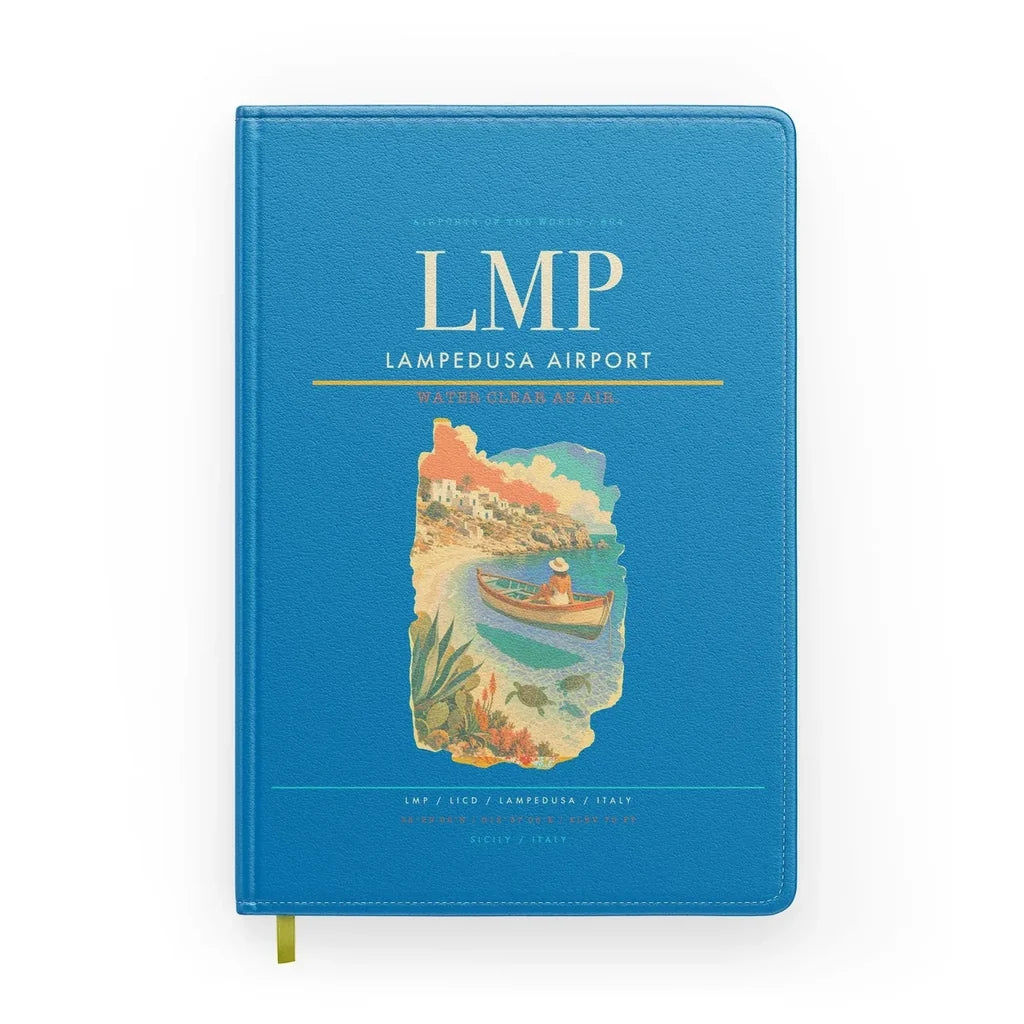 Lampedusa Airport (LMP) design on turquoise notebook