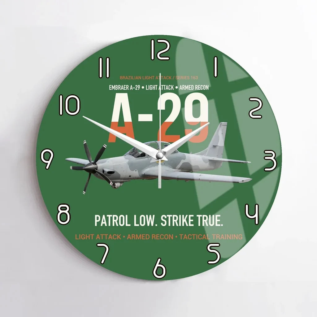 A-29 Super Tucano Light Attack design on green no frame wall clock