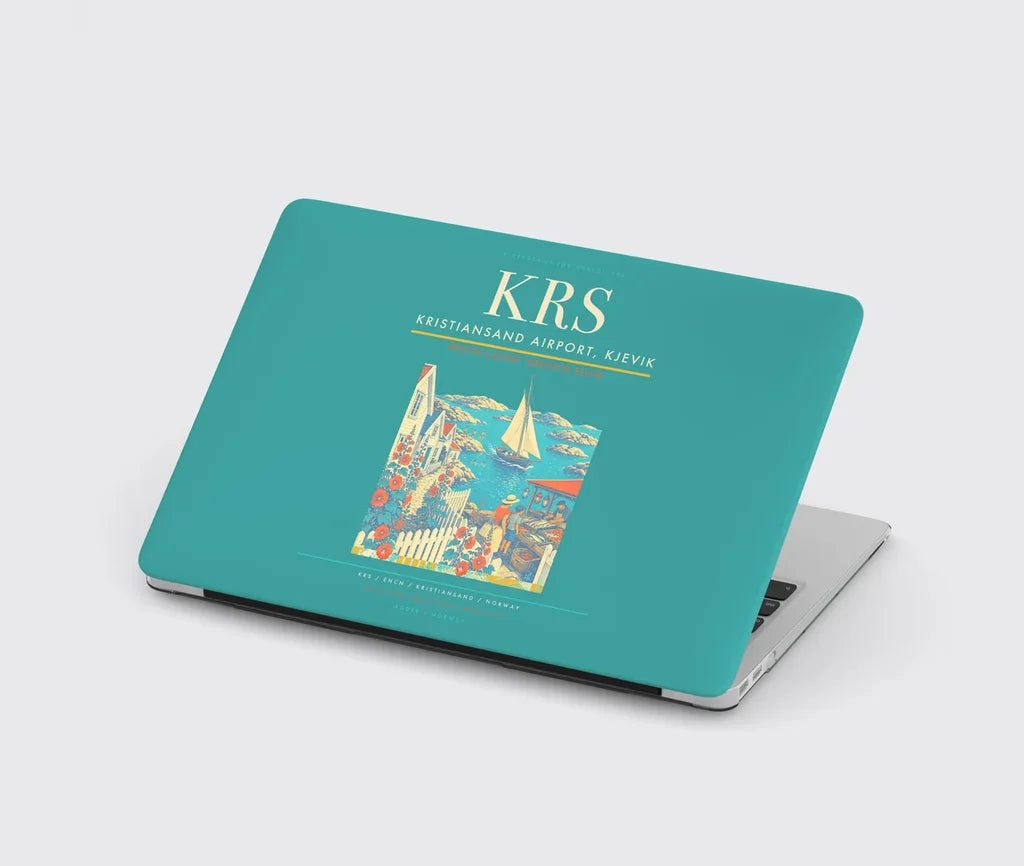 Kristiansand Airport, Kjevik (KRS) design on turquoise MacBook case