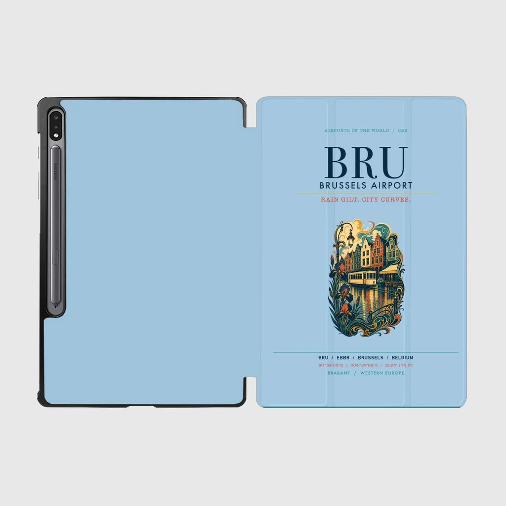 Brussels Airport (BRU) design on light blue samsung tablet tablet case