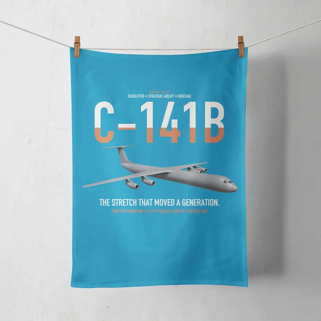 C-141B Starlifter design on turquoise towel