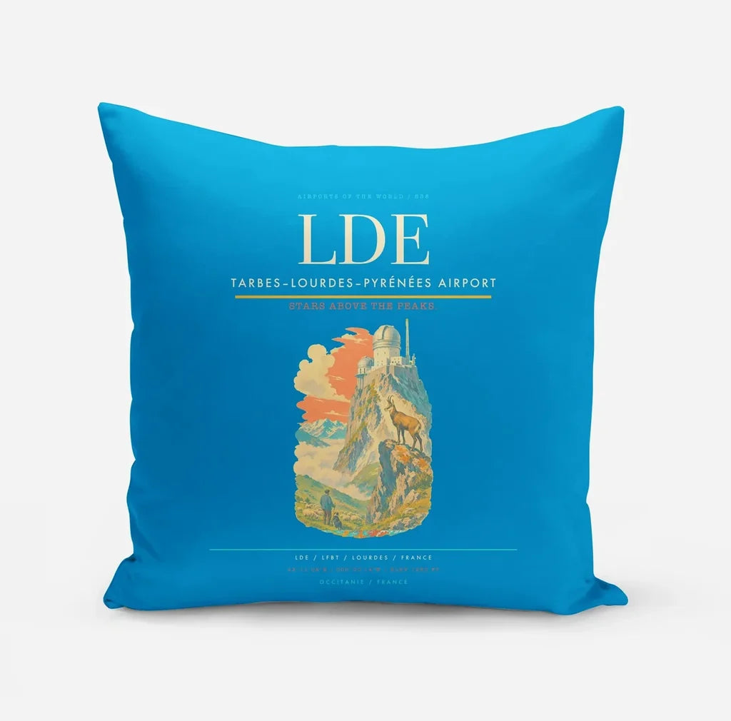 Tarbes–Lourdes–Pyrénées Airport (LDE) design on turquoise pillow