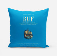 Thumbnail for Buffalo Niagara International Airport (BUF) design on turquoise pillow