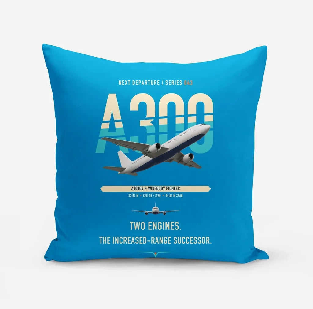 Airbus A300B4 design on turquoise pillow