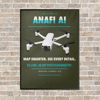 Thumbnail for Parrot ANAFI Ai vertical canvas print - framed - green army background