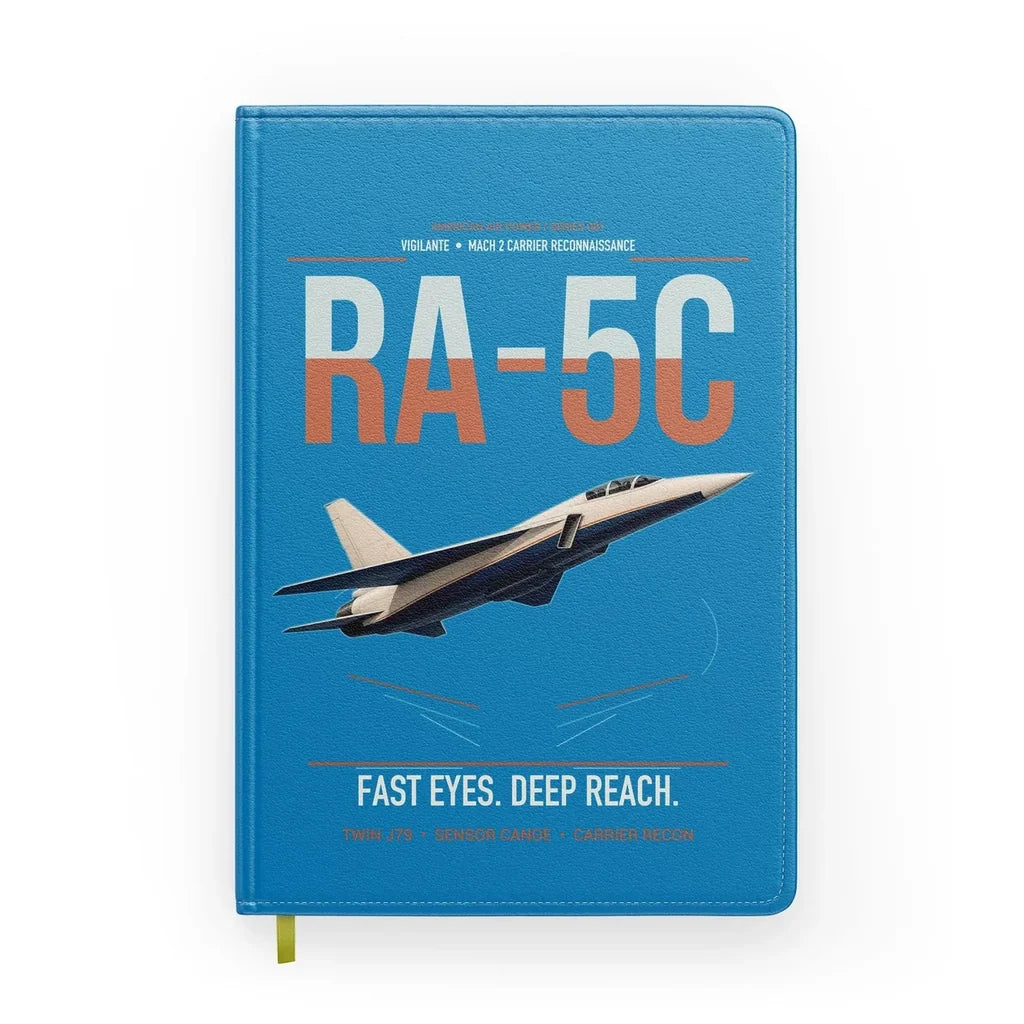 RA-5C Vigilante design on turquoise notebook