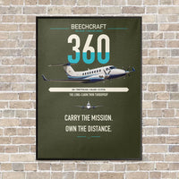 Thumbnail for Beechcraft King Air 360 vertical canvas print - framed - green army background
