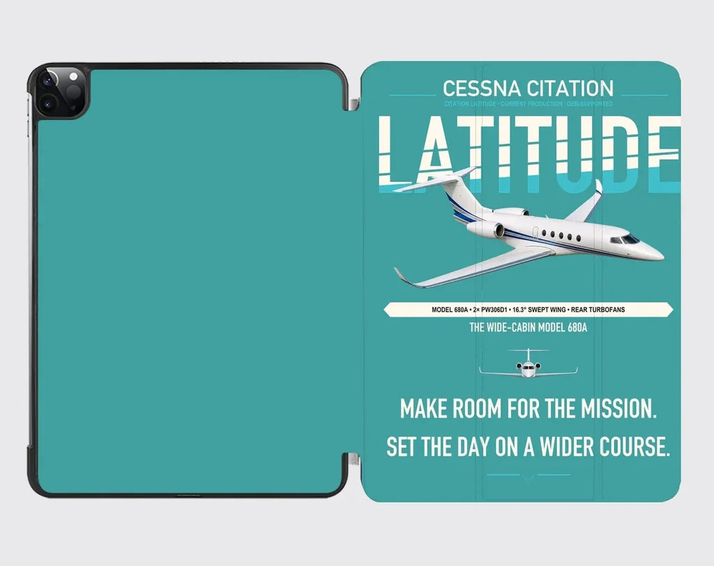 Cessna Citation Latitude design on turquoise ipad tablet case