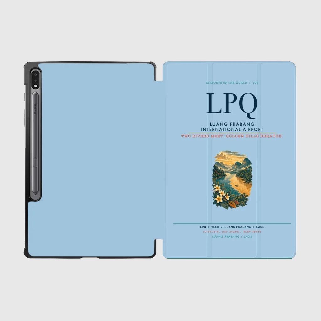 Luang Prabang International Airport (LPQ) design on light blue samsung tablet tablet case
