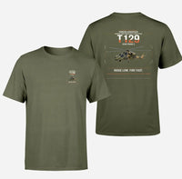 Thumbnail for Turkish Aerospace T129 ATAK Phase 2 design on green army t-shirt, double-side print