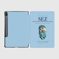 Thumbnail for Seychelles International Airport (SEZ) design on light blue samsung tablet tablet case